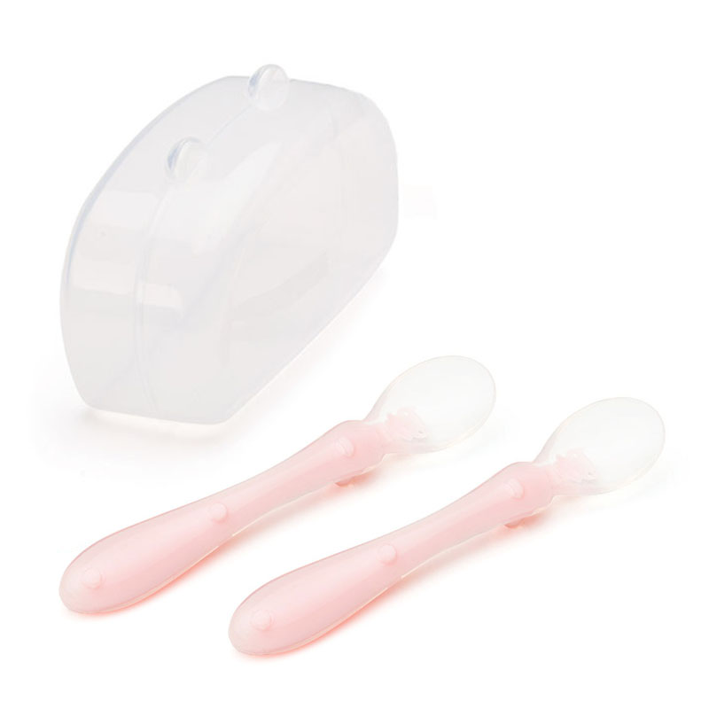 Prémium szilikon baba kanál készlet 2db, BPA mentes, 4+ hónap, 15 cm – Rózsaszín Dodoli
